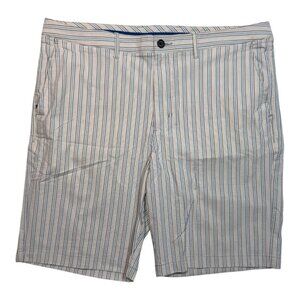 TOMMY BAHAMA Spandex Nylon Blend 10" Seersucker Shorts 38 White Blue Orange